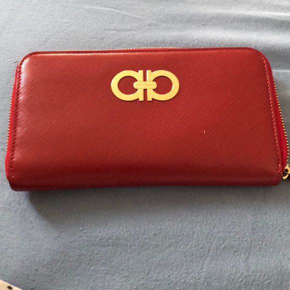 Salvatore Ferragamo Handbags - Salvatore Ferragamo Red Leather Wallet